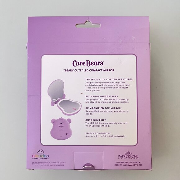 Brand New Care Bears Beary Cute Compact LED Mirror Share Bear Purple - Picture 4 of 9